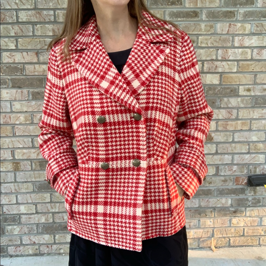 Nwt Women’s Plaid Pea Coat By Talbots